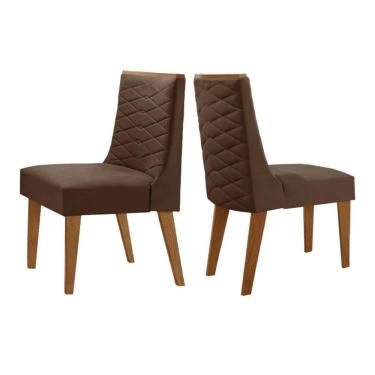 Imagem de Cadeiras Cozinha Rufato Dafne Kit 2 Un Naturalle/suede Marrom