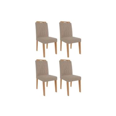 Imagem de Cadeira Cozinha Paola Wood Kit 4 Un Carvalho/linho Bege - Cimol