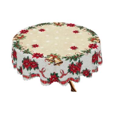 Imagem de Toalha De Mesa Com Estampa Floral De Natal Redonda Retangular Vários T