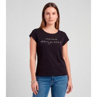 Imagem de Blusa Feminina Meia Malha Com Estampa Infinita Cor Preto, M, Preto