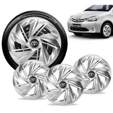 Imagem de Jogo 4 Calota Nitro Aro 14 Prata Toyota Etios Corolla - Elitte