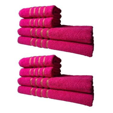 Imagem de Kit 8 Toalhas Grossas E Grandes Montreal 4 Banhos 4 Rostos Rosa