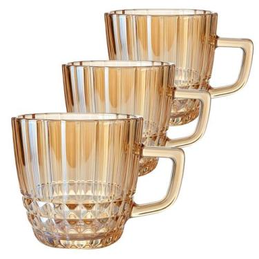Imagem de Conjunto 3 Xícaras de Vidro Âmbar Perolado 265ML - Wincy
