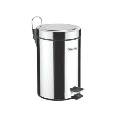 Imagem de Lixeira Inox Pedal Brasil 20 Litros Cinza Tramontina, Inox