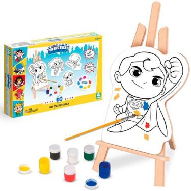 Imagem de Kit Pintura Infantil Com Cavalete Dc Super Friends Heróis Com Tintas T