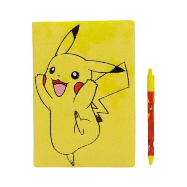Imagem de Caderno Capa Peluciada com Caneta Pokemon Estampa Pikachu Zona Criativ