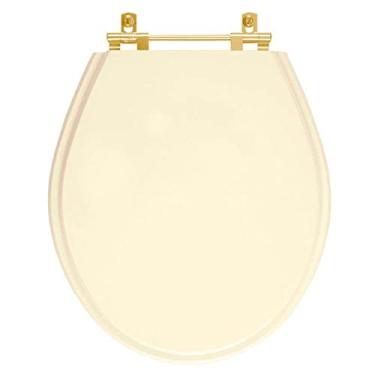 Imagem de Tampa de Vaso Poliester Ravena Creme para bacia Deca Com Ferragem Dourada