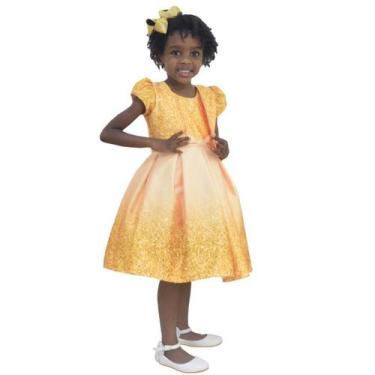 Imagem de Vestido Amarelo Ouro Glitter Infantil Com Bolero - Festa Formatura - M