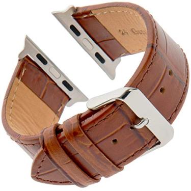 Imagem de Gilden para Apple 38 mm/40 mm 42 mm/44 mm Gator-Grain Couro Couro Pulseira F30-SMART, Marrom, Normal length fits 42mm/44mm Apple Watch
