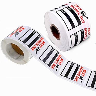 Imagem de Adesivos para troca de óleo, 300 peças de adesivos pretos de serviço de 5 x 5 cm, rolo de adesivos de lembrete devido, adesivos de vinil removíveis em rolo com linha de perfuração (300 peças)