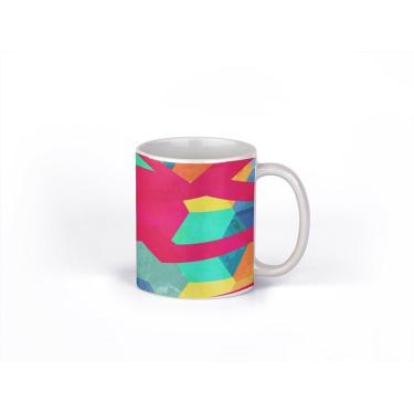 Imagem de Caneca ECF Polígonos Coloridos Branca Porcelana 325ml