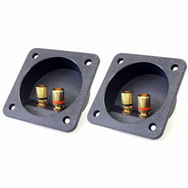 Imagem de Kalevel 2 peças, caixa de alto-falante de 2 vias, conector quadrado, conector de cobre, terminal, plugue banana e plugues subwoofer, kits de alto-falante para casa, alto-falantes estéreo para carro (preto)