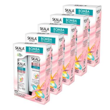 Imagem de Kit Com 5 Shampoo Sem Sal + Condicionador Skala Bomba De Nutrientes Ve