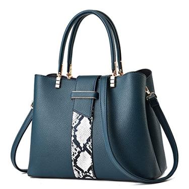 Imagem de Bolsa feminina elegante com alça superior, bolsa tiracolo de couro, bolsa de ombro grande, moda feminina, Verde, Large