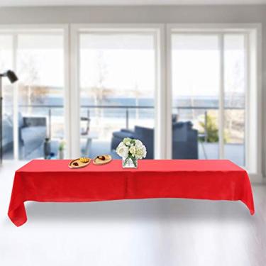 Imagem de Toalha de mesa retangular 145 x 320 cm capa de mesa resistente a manchas banquete decoração de festa de casamento capa de mesa retangular elástica elastano capa de mesa(Red)