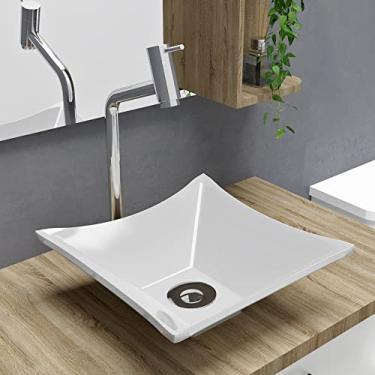 Imagem de Cuba Pia De Apoio Branca Quadrada 30x30cm Ambar Para Banheiro Beltempo