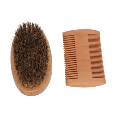 Imagem de Kit de Pente de Escova de Barba, Pente de Lado Duplo Estilo Escova Macia Conjunto de Pente de Barba para Barbeiro