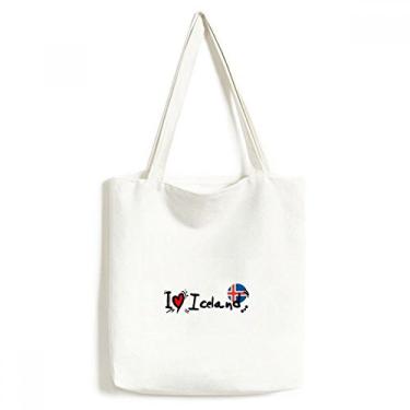 Imagem de I Love Iceland Word Flag Love Heart Illustration Tote Canvas Bag Shopping Satchel Casual Bolsa