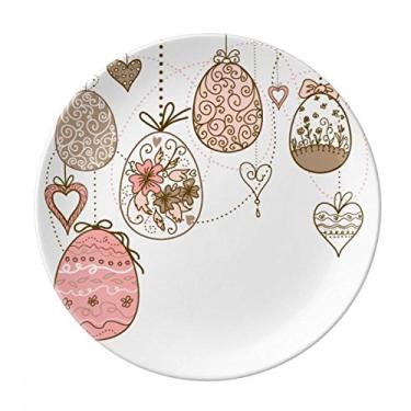 Imagem de Prato de ovos colorido para pendurar na Páscoa Religião Rosa bonito Prato decorativo de porcelana Salver Prato de jantar