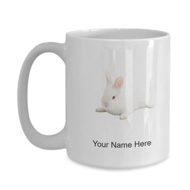 Imagem de Caneca personalizada de coelho – Caneca de café para amantes de coelhos, ideia de crianças meninos e meninas – Caneca de café de 425 g
