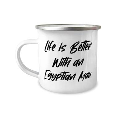 Imagem de Presentes úteis para gatos Mau egípcios, Life is Better With an Egyptian Mau, caneca extravagante de 355 ml para amantes de gatos de amigos