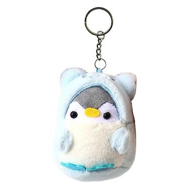 Imagem de Chaveiro de pelúcia pinguim, pingente adorável chaveiro de boneca de pelúcia, presentes de aniversário, orelha curta azul