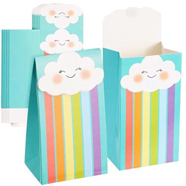 Imagem de BLUE PANDA Sacos de lembrancinhas de festa - pacote com 24, turquesa, 16 x 10 x 7,5 cm - Sacos de brindes arco-íris para lembrancinhas de festa arco-íris e guloseimas de aniversário para crianças