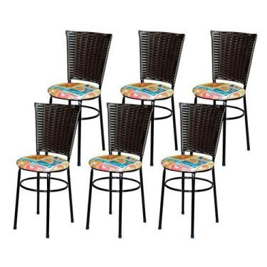 Imagem de Conjunto 6 Cadeiras Preta Para Cozinha Hawai Café Com Assento Personal