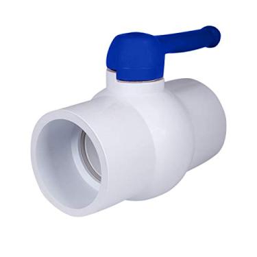 Imagem de Midline Valve Válvula esférica de PVC azul com cabo em T para água potável 10 cm. Conexões solventes de plástico branco (487T400)