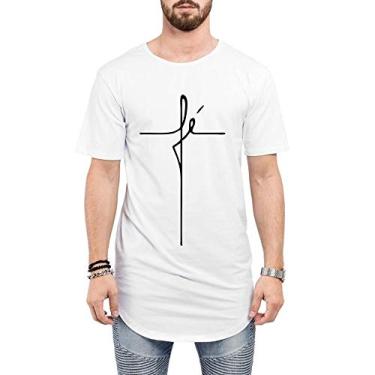 Imagem de Camiseta Criativa Urbana Long Line Oversized Fé - Masculina Branco GG