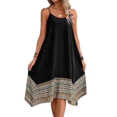 Imagem de Camisa Feminina Asymmetrical Hem Cami Dress (Color : Black, Size : CH)