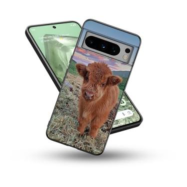 Imagem de Capa compatível com Google Pixel 8 Pro, linda vaca highland animal de fazenda flexível de silicone à prova de choque para homens e mulheres meninas