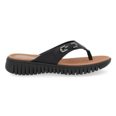 Imagem de Chinelo Usaflex Feminino Em Couro Salto Plataforma Enfeite Preto Uc0403001 34