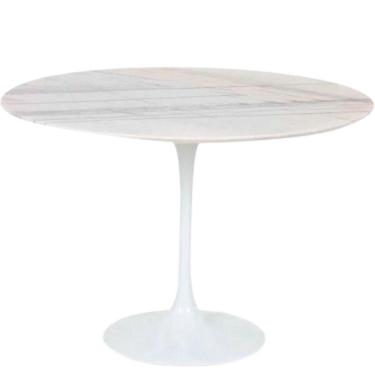 Imagem de Mesa De Jantar Tulipa Saarinen Redonda 110 Cm Mármore Branco Extra Cor Branco