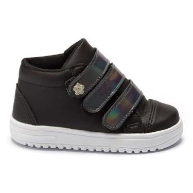 Imagem de Tênis Feminino Infantil Tininha Escolar Cano Alto Calce Fácil (Preto, BR, Criança de 4 a 8 anos, Numérico, M, 26)