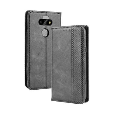 Imagem de Capa para LG K31, carteira de couro com suporte flip para LG K31, capa magnética retrô para celular, capa carteira de telefone com compartimentos para cartões