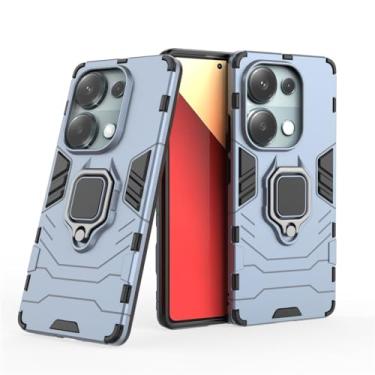 Imagem de Capa Protetora Magnética Anti-quedas para Xiaomi Mi Poco M6 Pro 4G, Redmi Note 13 Pro 4G, Suporte Giratório + Proteção Militar (Azul-marinho)