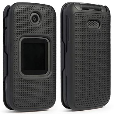 Imagem de Nakedcellphone Capa para Alcatel Smartflip/Go Flip 3, [Preta] Capa protetora de encaixe [textura de grade] para Alcatel Go Flip 3, telefone Alcatel Smartflip (2019) 4052R/4052C/4052W