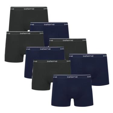 Imagem de 8 Cuecas Boxer Box Selene Em Algodão Cotton, Preto, Marinho, G