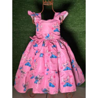 Imagem de Vestido Menina Infantil Elegante Stitch Rosa - AUREA, 08 ANOS A 10 ANO