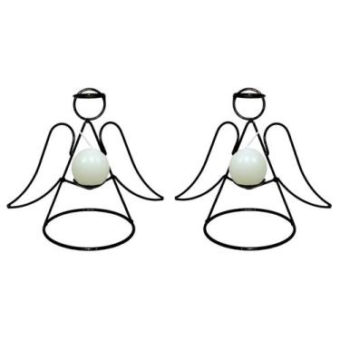 Imagem de Anjos 2 castiçais porta vela Decorativo Velitas vela branca - Velitas 