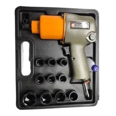 Imagem de Chave Impacto Pneumática 1/2 Parafusadeira Industrial 17pças 79kgf pot