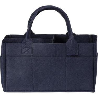 Imagem de Sammy & Lou Organizador de fraldas – Bolsa dobrável com alças – Organizador para fraldas, lenços umedecidos e artigos para troca de bebê – Caixa organizadora de feltro para carro, mesa, berçário (azul