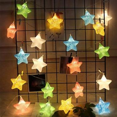 Imagem de Cordão Iluminado Estrelas Luz Colorida 10 Leds Natal Decoração - Gici 