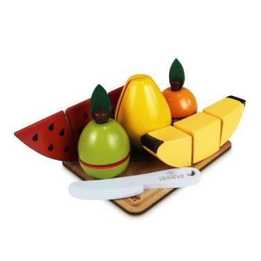 Imagem de Kit 5 Frutinhas com corte Brinquedo em Madeira - New Art Toys