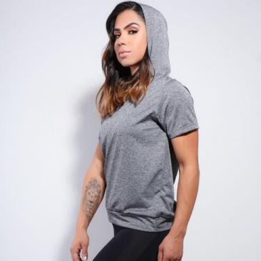 Imagem de Blusinha Fitness Dry Fit Mescla com Capuz Moda Fitness - Fitmoda, Mesc