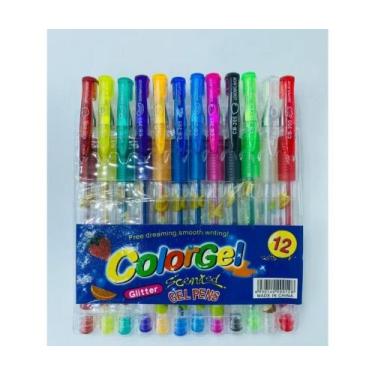 Imagem de Canetas Gel Cheirinho de Frutas Coloridas Perfumadas Glitter Neon Tons