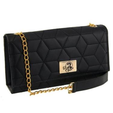 Imagem de Bolsa feminina clutch alça em corrente bordado festa - DUCHICO, Preto,