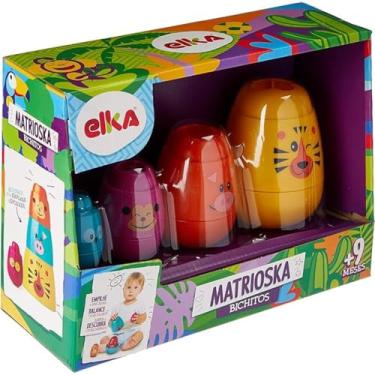 Imagem de Brinquedo Educativo Matrioska Empilhar e Encaixar Bichitos (Colorido)