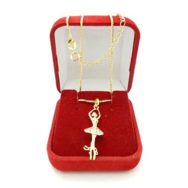 Imagem de Corrente Feminina 40/45cm 0.8mm Bailarina Folheado Ouro 18k CR734 - WN
